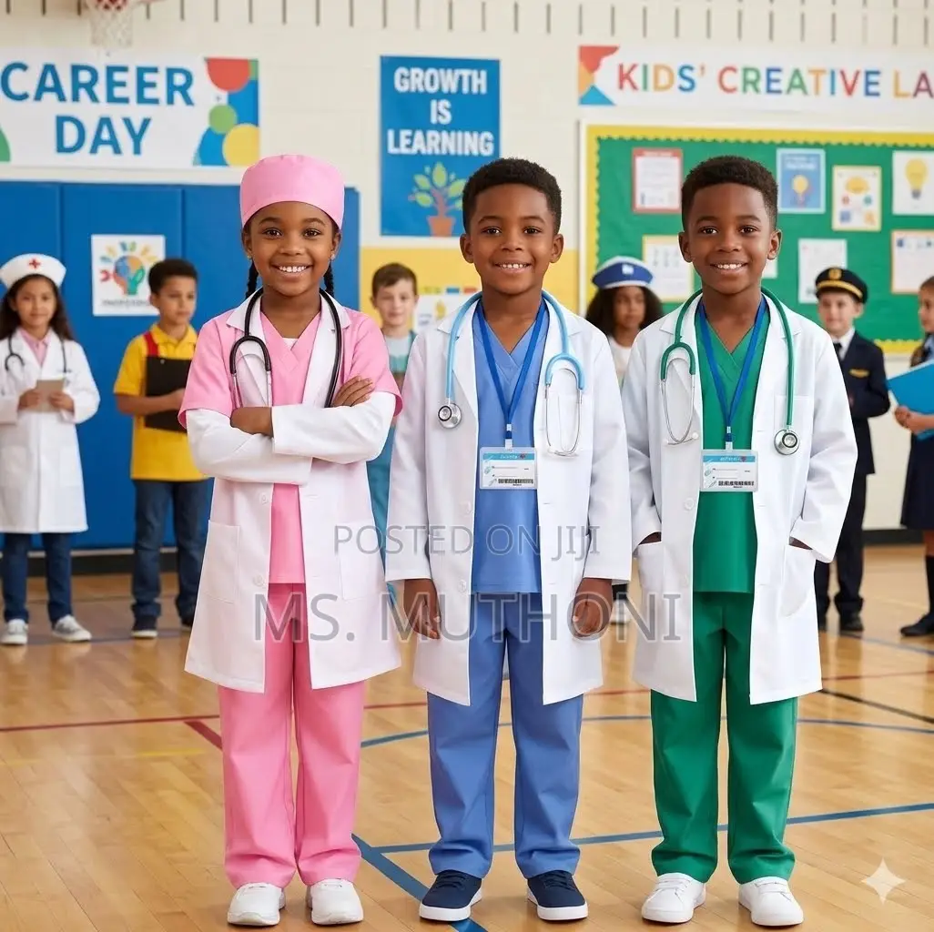 🦋💗💚(4-12 Yrs ) Kids Doctor Costume With Lab Coat & Scrubs Set