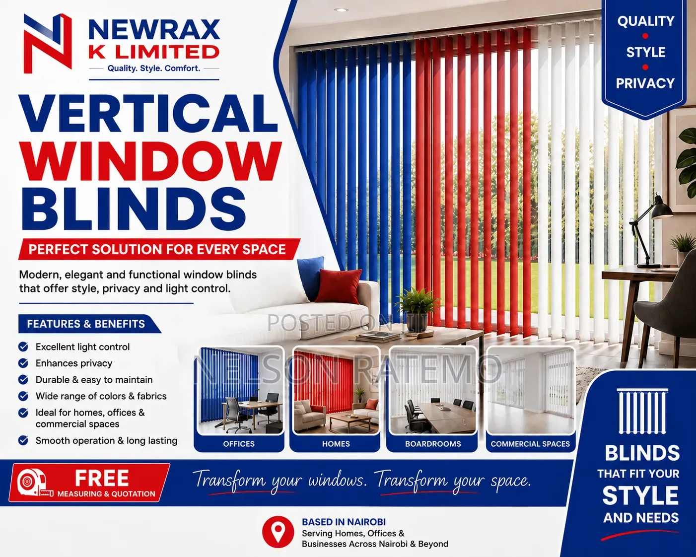 Vertical Window Blinds Installation Repair in Nairobi