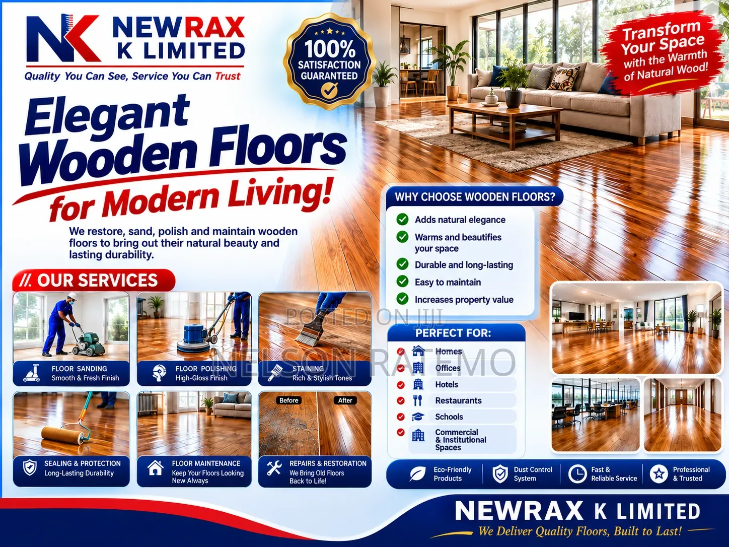 Wooden Floor Sanding, Repairs and Varnishing in Nairobi