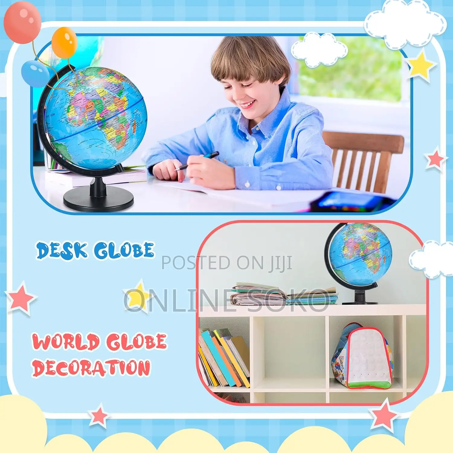 World Globe for Kids – Rotating Educational Geography Globe With Stand