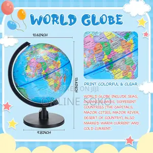 World Globe for Kids – Rotating Educational Geography Globe With Stand