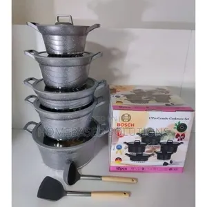 12pcs Bosch Granite Cookware Set With Silicone Lid Cover