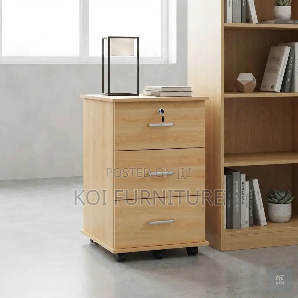 Office Cabinet; Lockable 3-Drawer Mobile Pedestal Cabinet