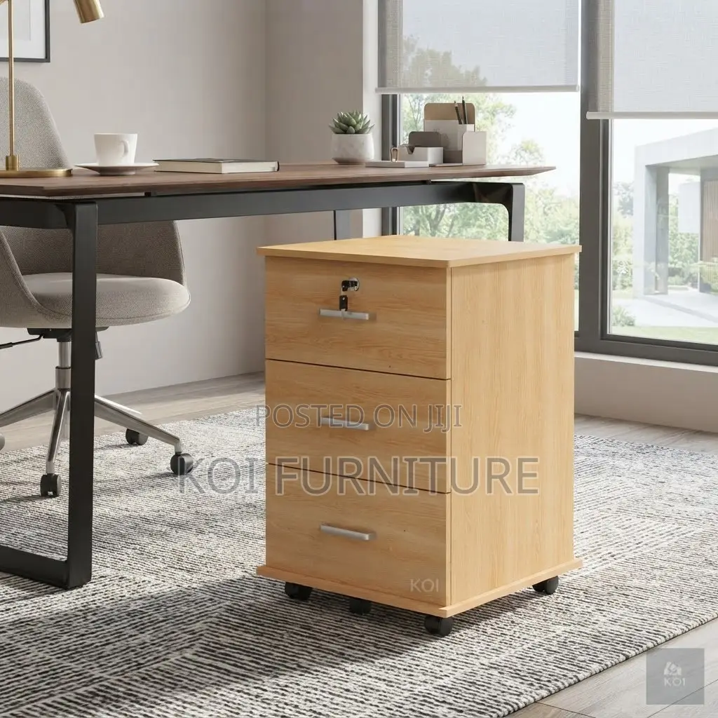 Office Cabinet; Lockable 3-Drawer Mobile Pedestal Cabinet