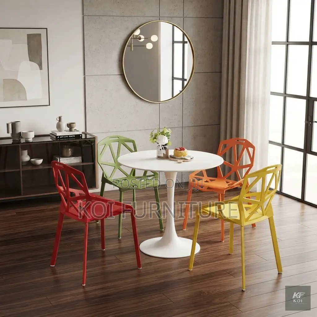 Dining Chairs; Modern Geometric Pattern Plastic Chair
