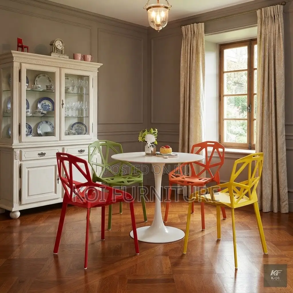 Dining Chairs; Modern Geometric Pattern Plastic Chair