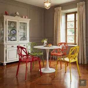 Dining Chairs; Modern Geometric Pattern Plastic Chair