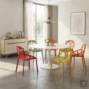 Dining Chairs; Modern Geometric Pattern Plastic Chair