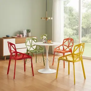 Dining Chairs; Modern Geometric Pattern Plastic Chair