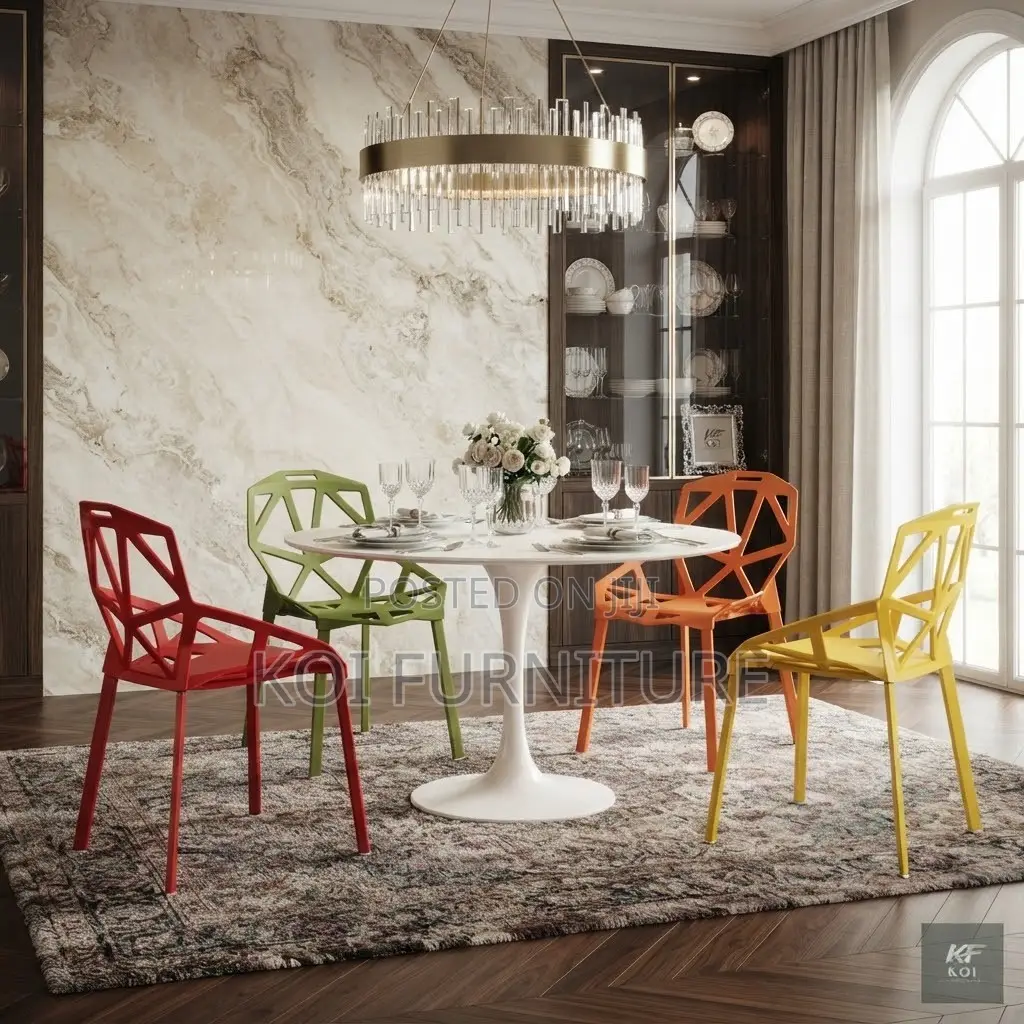 Dining Chairs; Modern Geometric Pattern Plastic Chair