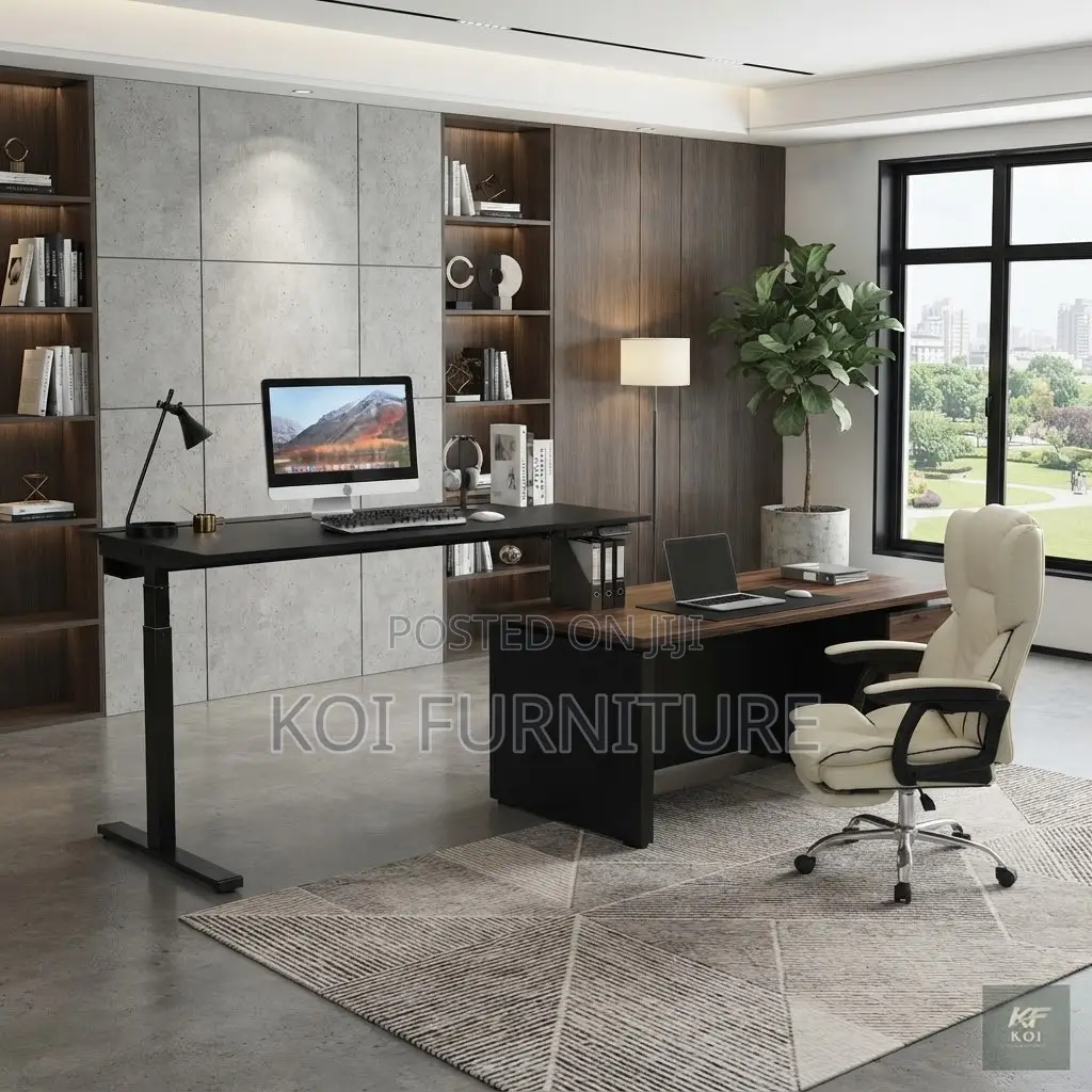 Office Desk; 1.2M Modern Height-Adjustable Standing Office Desk