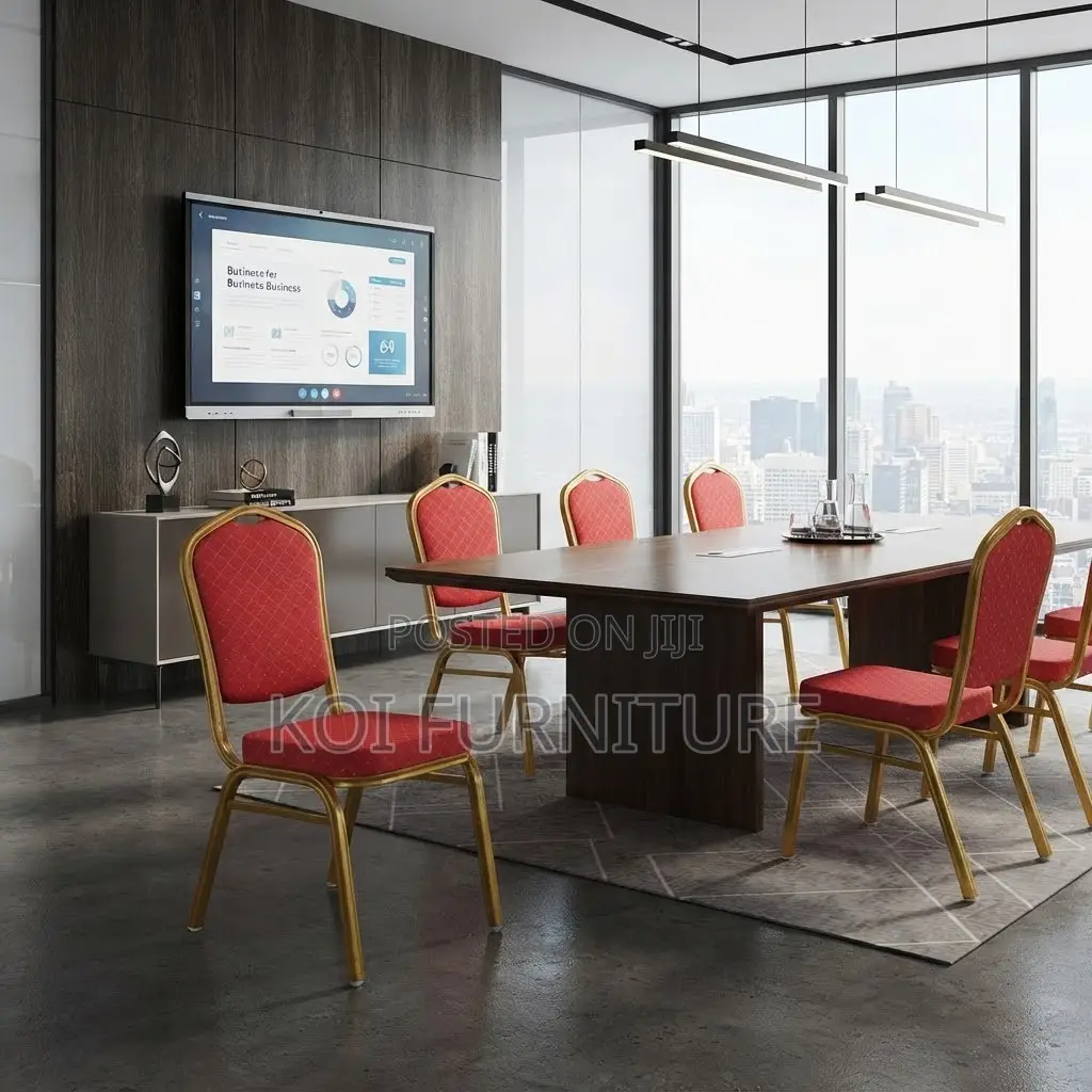 Office Chairs; Red Armless Stackable Office Conference Chairs