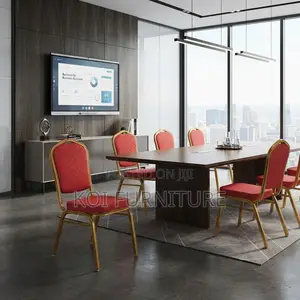 Office Chairs; Red Armless Stackable Office Conference Chairs