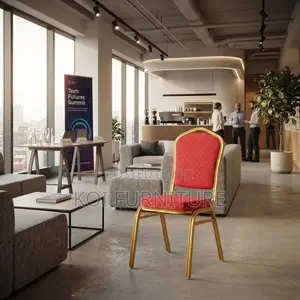 Office Chairs; Red Armless Stackable Office Conference Chairs