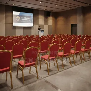 Office Chairs; Red Armless Stackable Office Conference Chairs