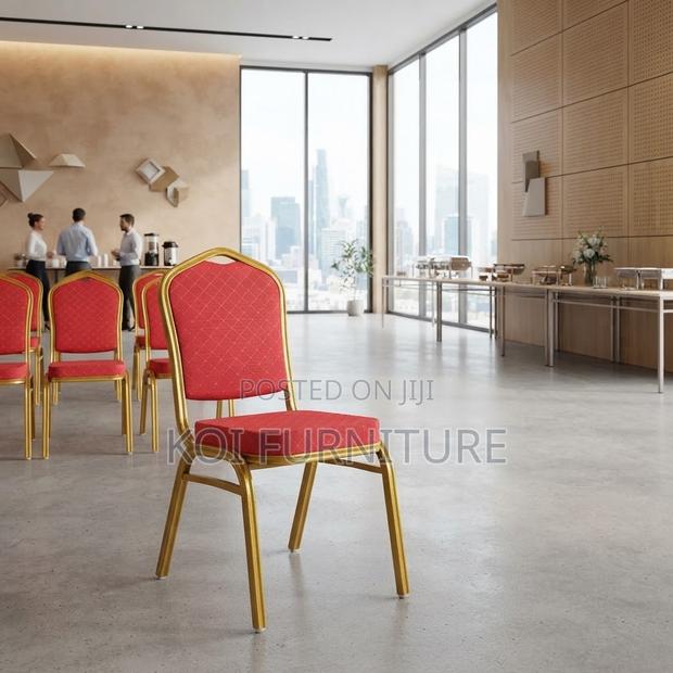 Office Chairs; Red Armless Stackable Office Conference Chairs - thumbnail 6