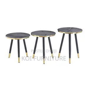 Coffee Table; Black Marble Designer Side Tea Coffee Table