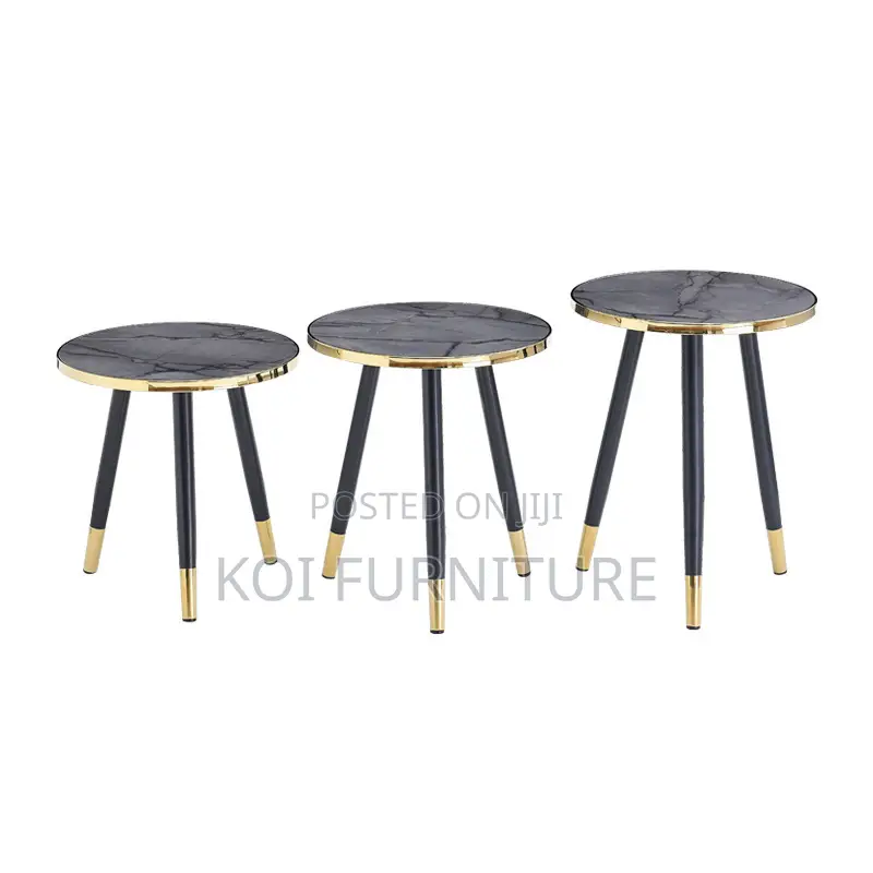 Coffee Table; Black Marble Designer Side Tea Coffee Table