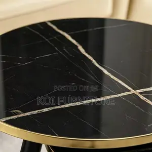 Coffee Table; Black Marble Designer Side Tea Coffee Table