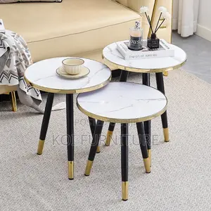 Coffee Table; Black Marble Designer Side Tea Coffee Table