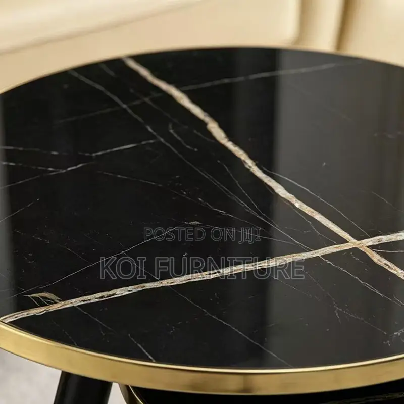Coffee Table; Black Marble Designer Side Tea Coffee Table