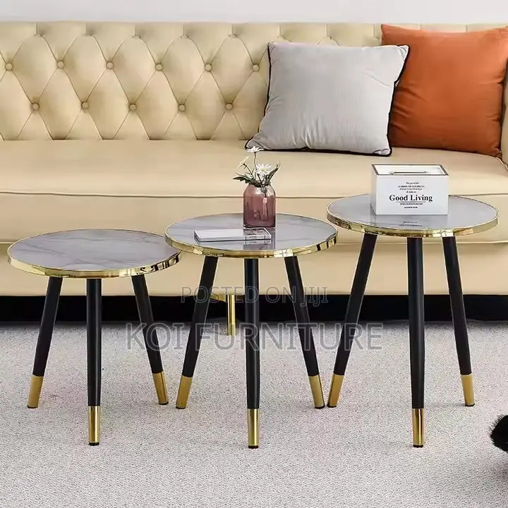 Coffee Table; Black Marble Designer Side Tea Coffee Table