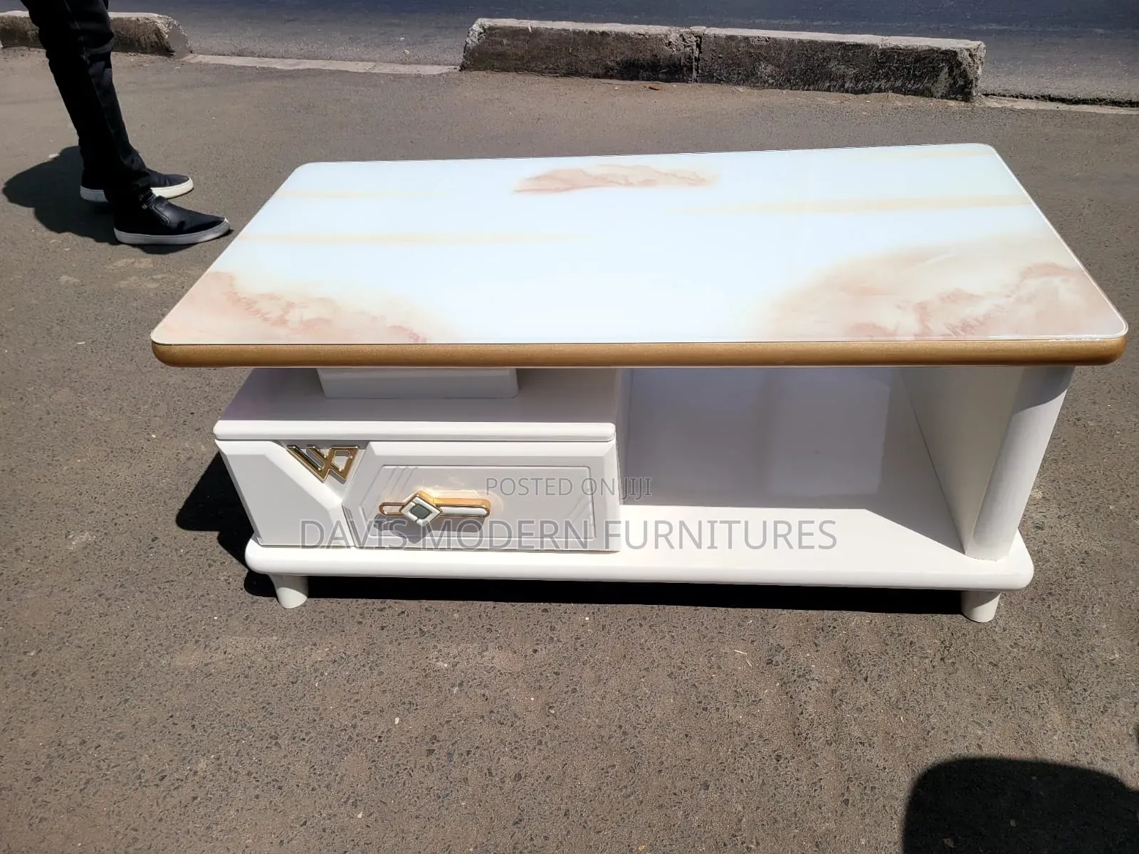Modern White Coffee Table With Drawers