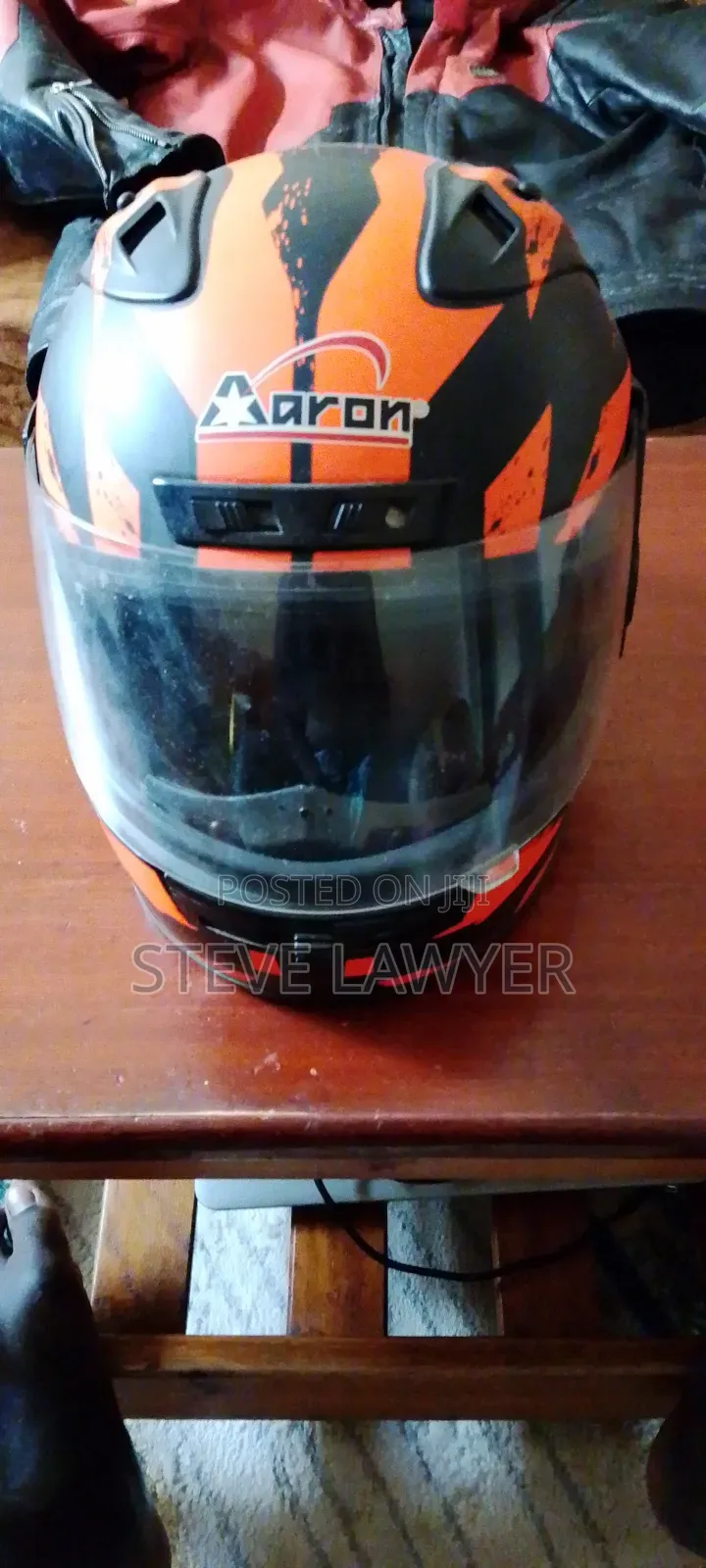 Leather Riding Jacket and Helmet