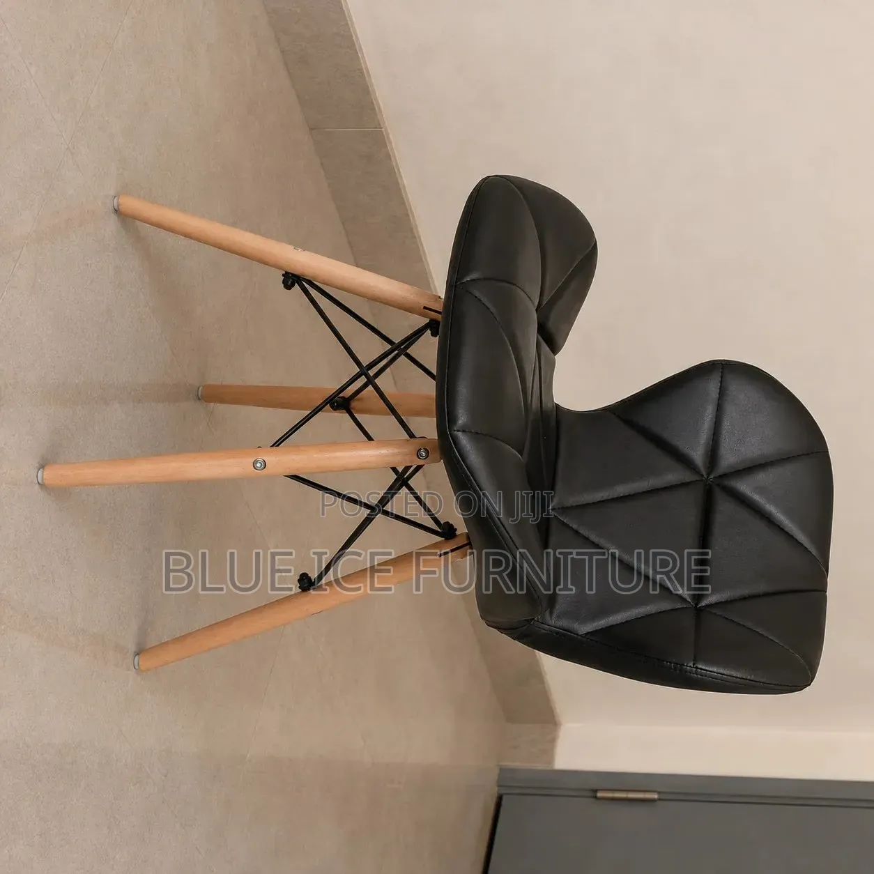 Modern Black Leather Dining Chair