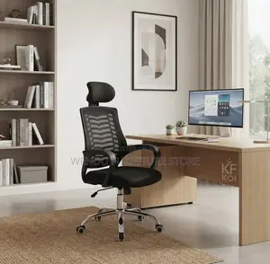 Office Chairs; Ergonomic Black Swivel Mesh Headrest Seat