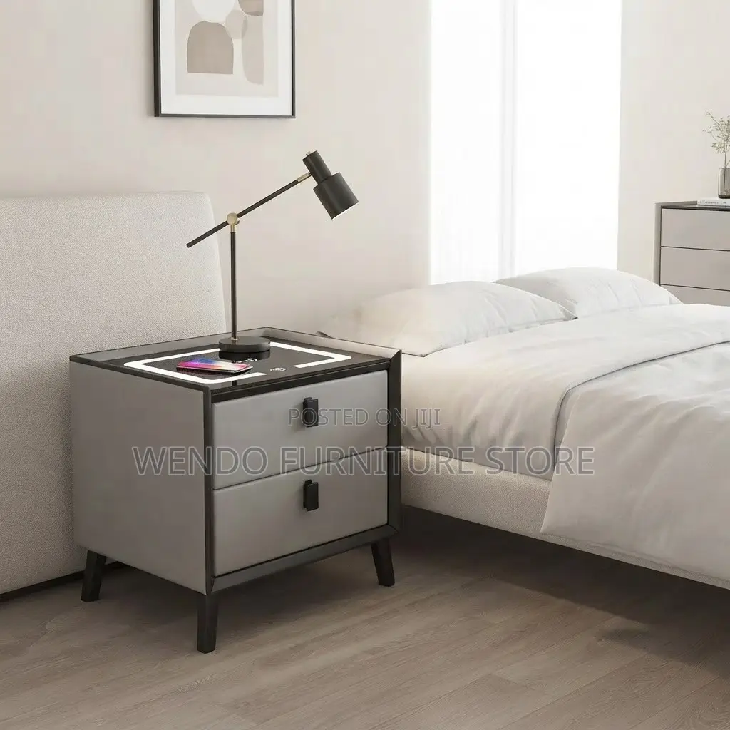 Two Drawers Bedside Cabinet With Wireless Charger