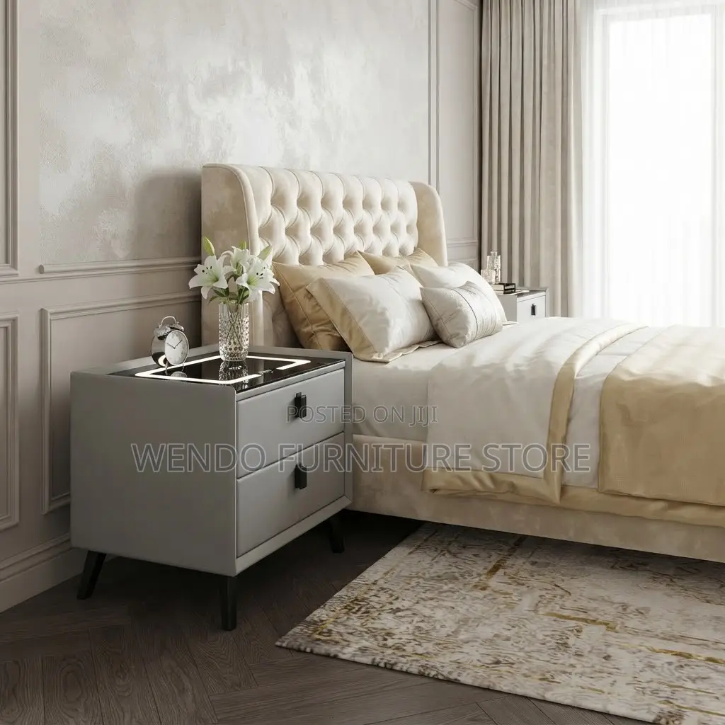 Two Drawers Bedside Cabinet With Wireless Charger