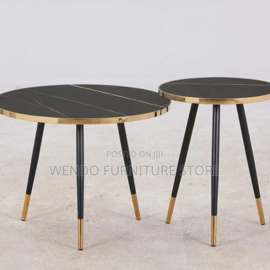 Coffee Table; Round Triplet Marble Home Living Room Tables