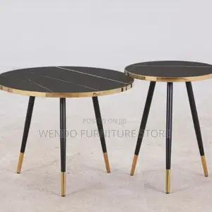 Coffee Table; Round Triplet Marble Home Living Room Tables