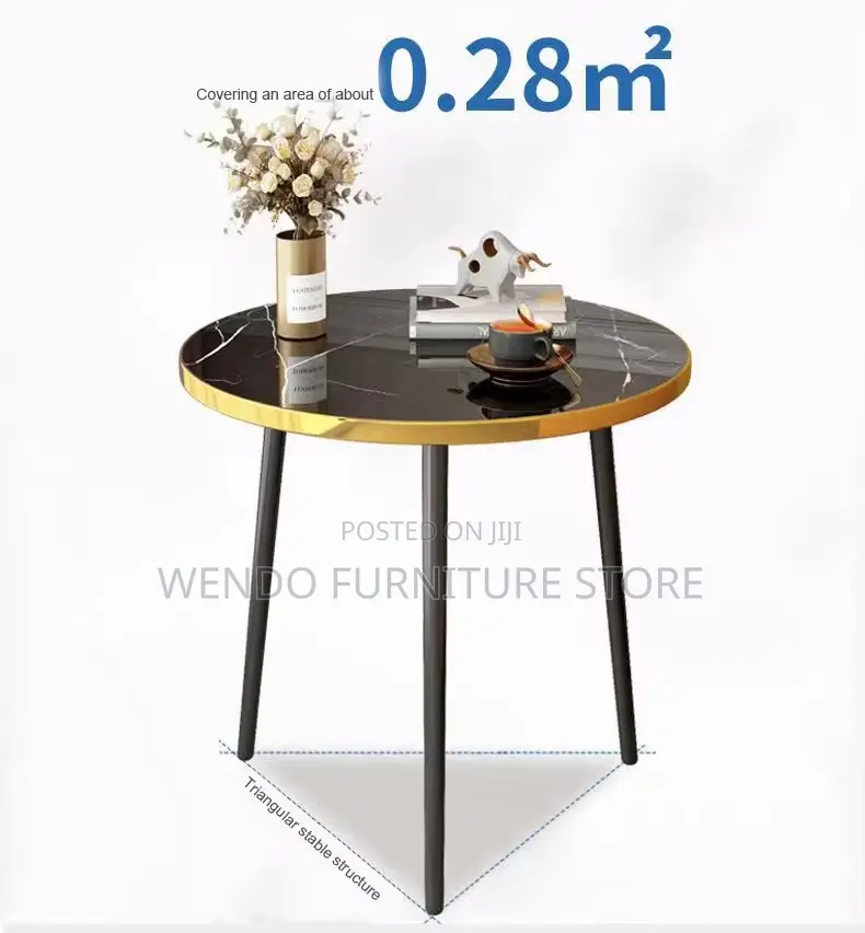 Coffee Table; Round Triplet Marble Home Living Room Tables