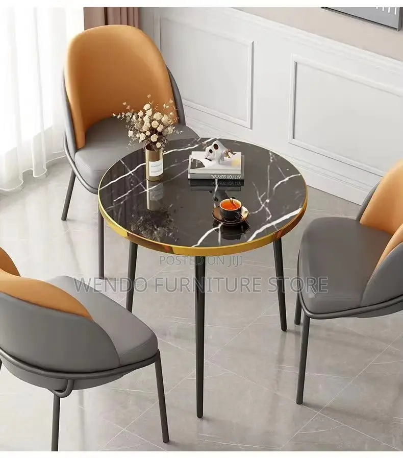 Coffee Table; Round Triplet Marble Home Living Room Tables