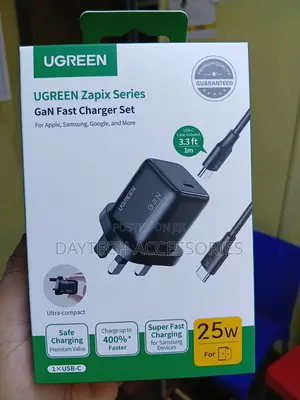 UGREEN 25W PD Fast Charger Adapter + USB-C Cable - Black