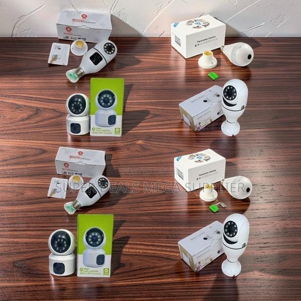Smart Home Security PTZ Rotating Single Dual Lens Wifi Bulb Cameras