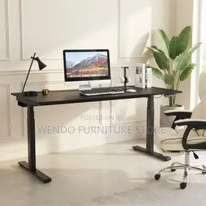 Office Desk : Sleek Black Electric Height-Adjustable Standing Desk