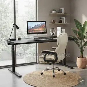 Office Desk : Sleek Black Electric Height-Adjustable Standing Desk