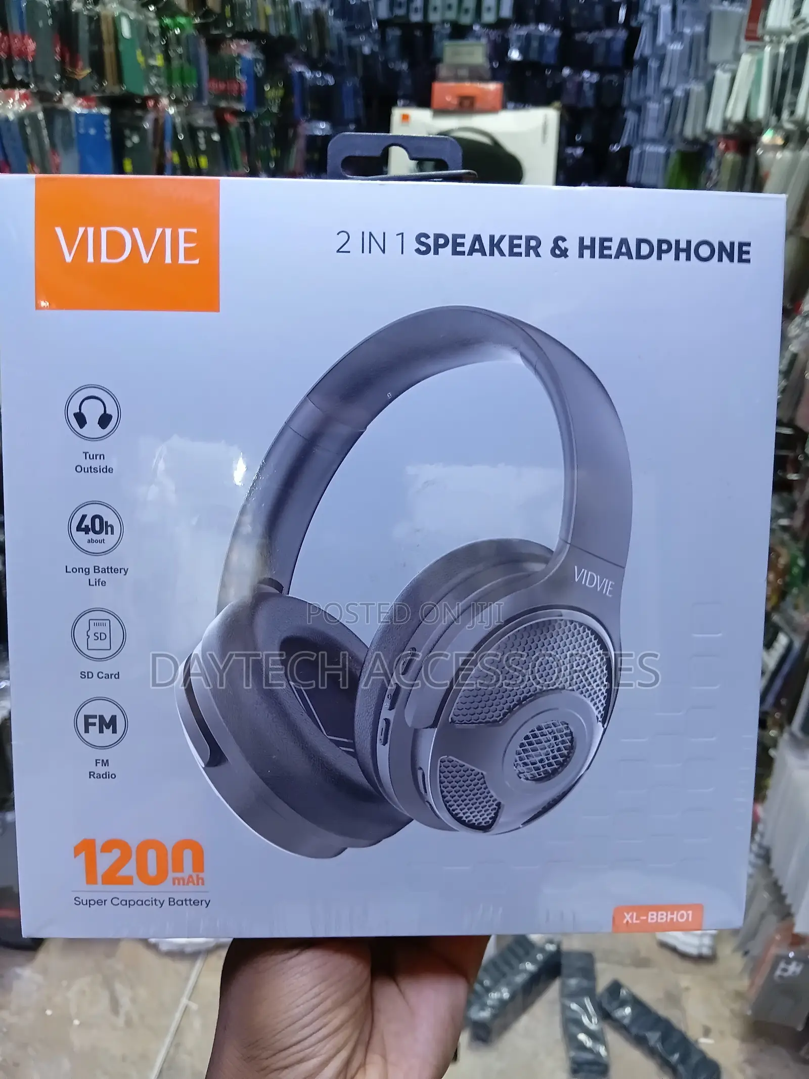 Vidvie XL-BBH01 2-in-1 Multifunctional Speaker & Headphone, - Black