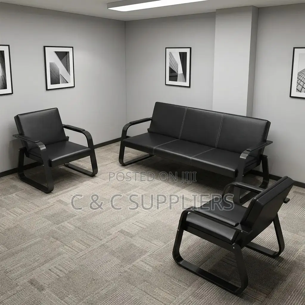 5-Seater Leather Hall Way Waiting Sofa