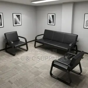 5-Seater Leather Hall Way Waiting Sofa