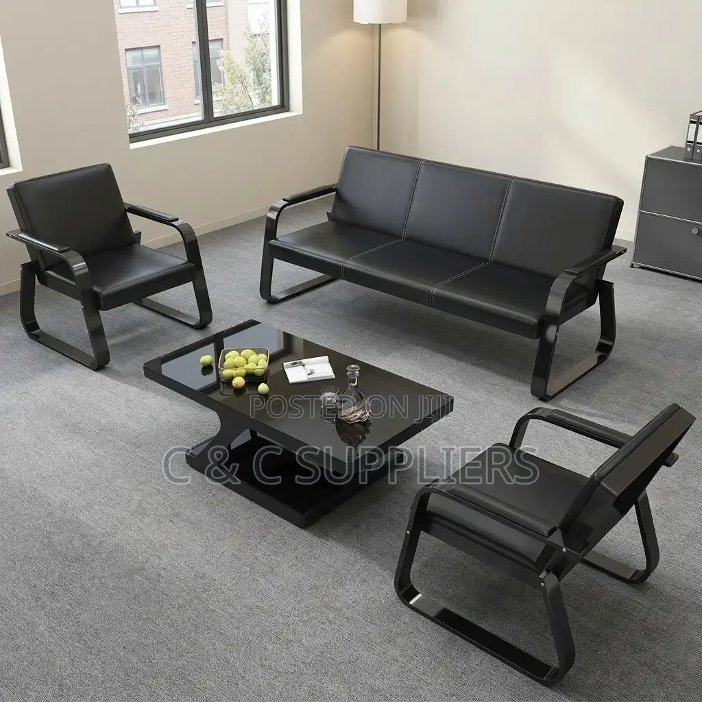 5-Seater Leather Hall Way Waiting Sofa