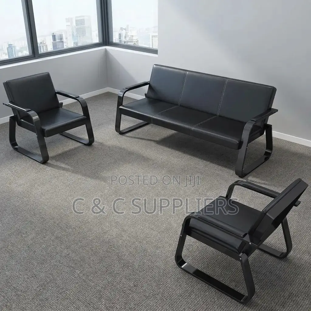 5-Seater Leather Hall Way Waiting Sofa