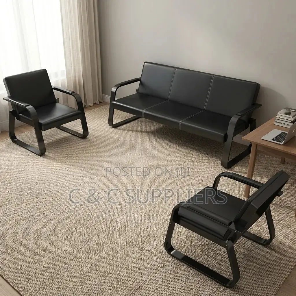 5-Seater Leather Hall Way Waiting Sofa