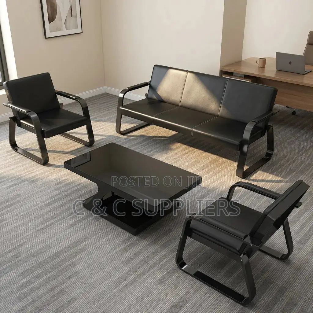 5-Seater Leather Hall Way Waiting Sofa