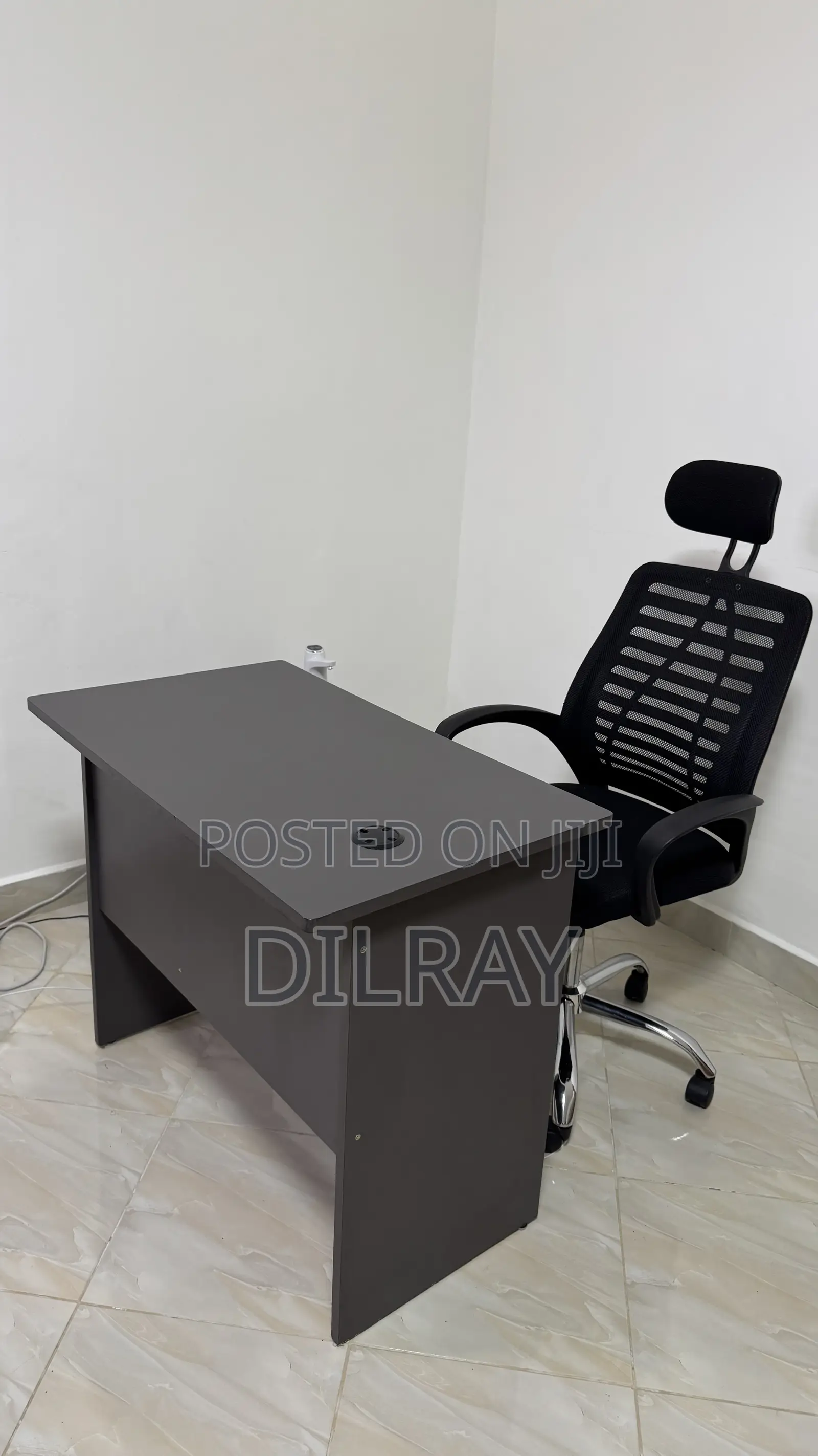 Office Desk and Adjustable Chair With Head Rest