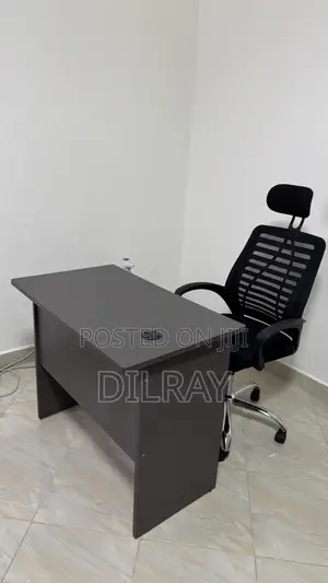 Office Desk and Adjustable Chair With Head Rest