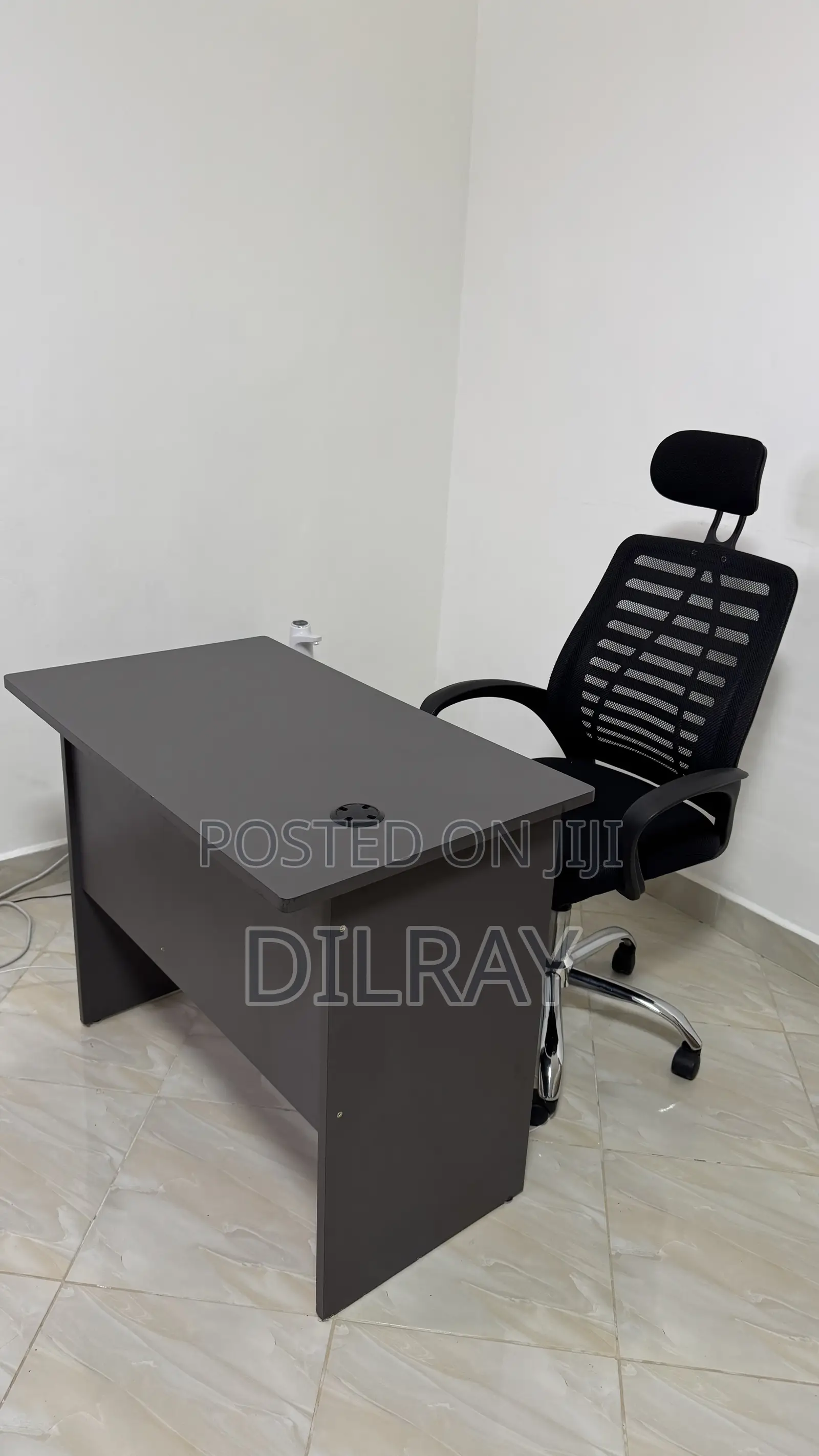 Office Desk and Adjustable Chair With Head Rest